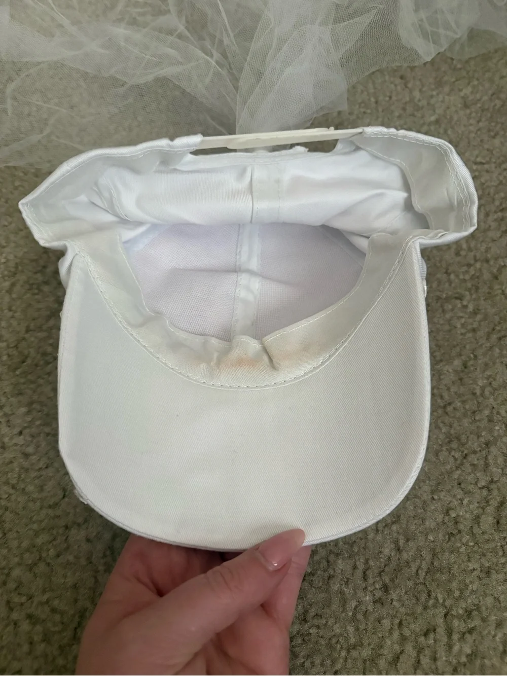 Wedding/Bachelorette Baseball hat with tulle veil attached - rosettes